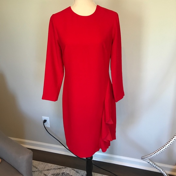 Red Ruffle Shift Dress ❤️ - Picture 3 of 5